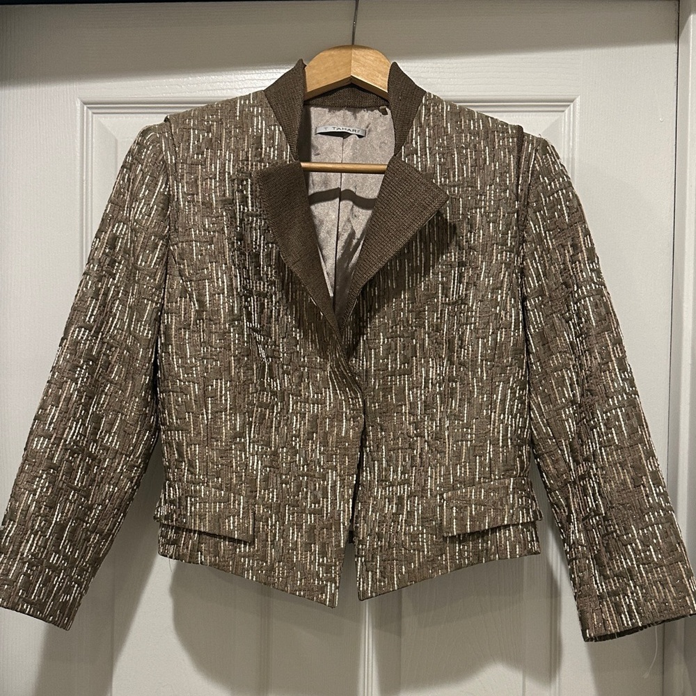T Tahari Brown Patterned Women's Blazer